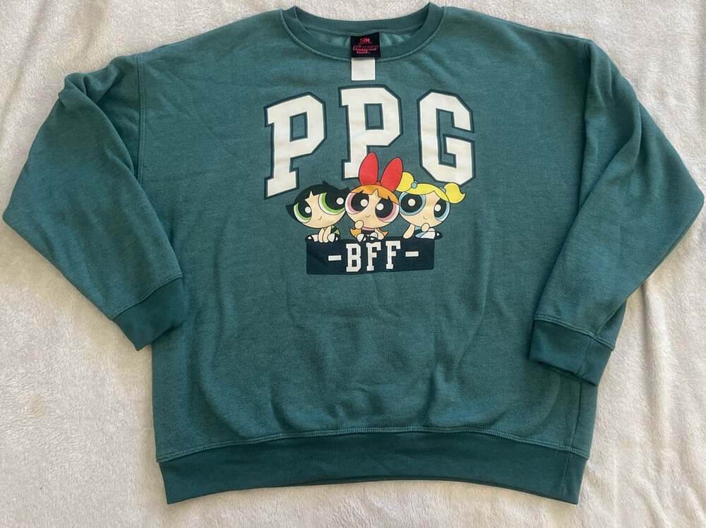 Cartoon Network The Powerpuff Girls Sweatshirt Teal Green Graphic BFF